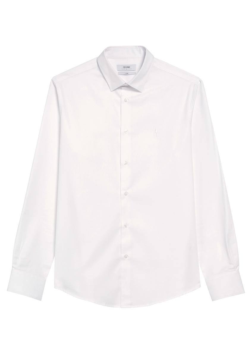 Men's white slim shirt KOSMT-0351A-0A(Z26)