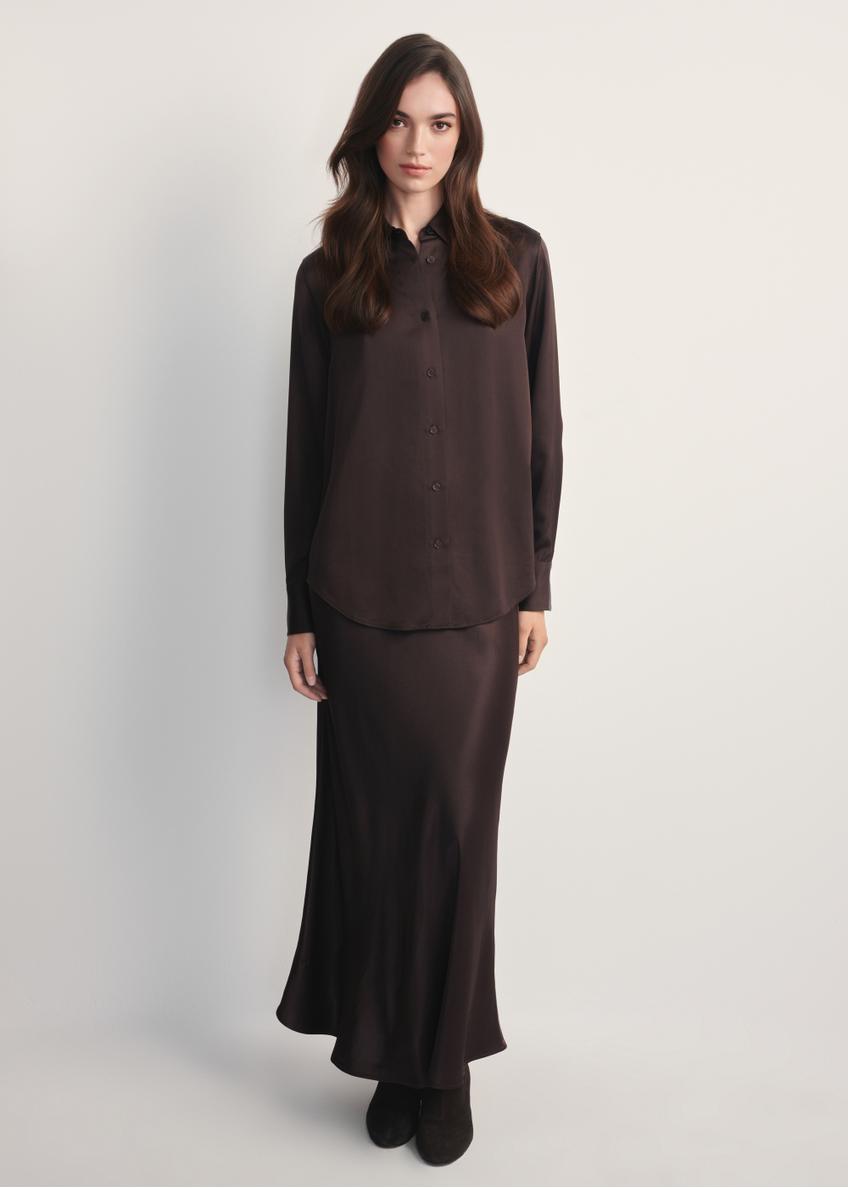 Chocolate long women's skirt SPCDT-0117-90(Z25)