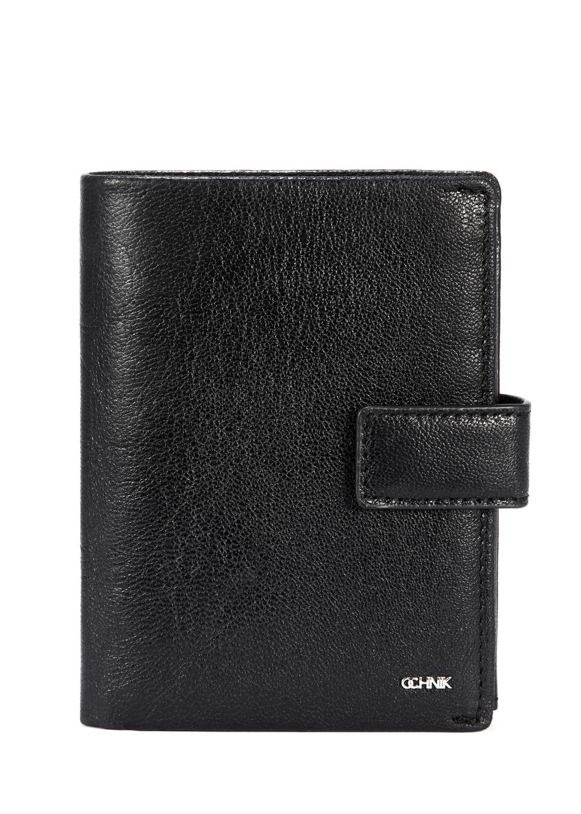 Leather black men's wallet with clasp PORMS-0647-99(W25)