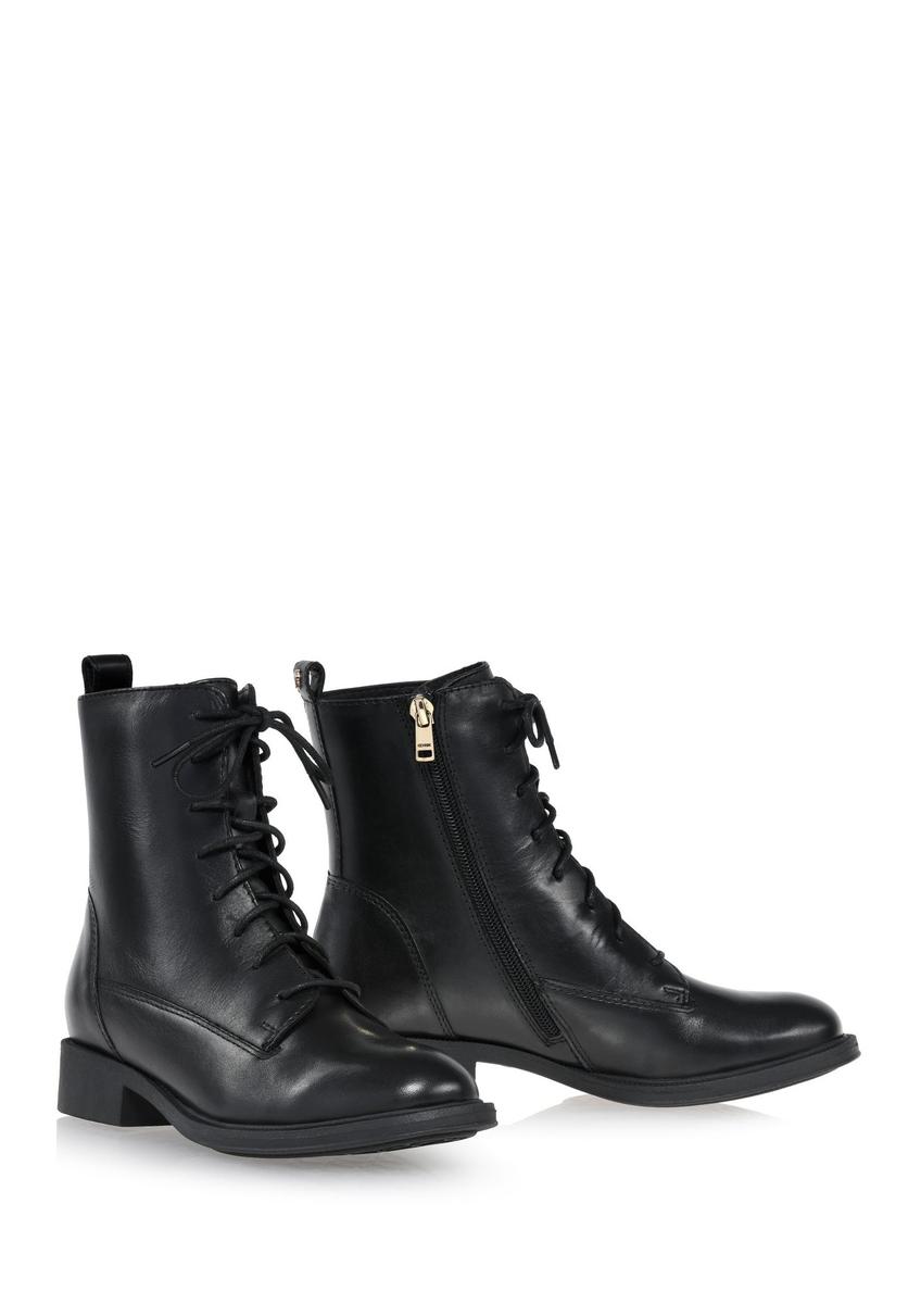 Black women's leather ankle boots BUTYD-1115-99(Z24)