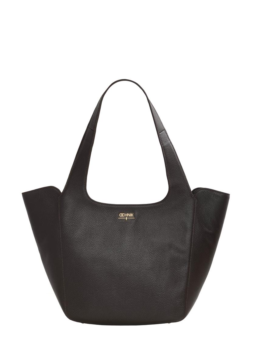 Women's dark brown leather shopper bag TORES-1340-1I(Z26)