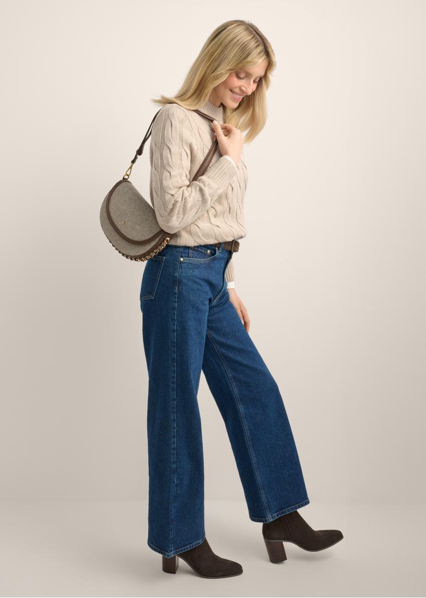 Beige herringbone women's shoulder bag TOREC-1329-1P(Z26)