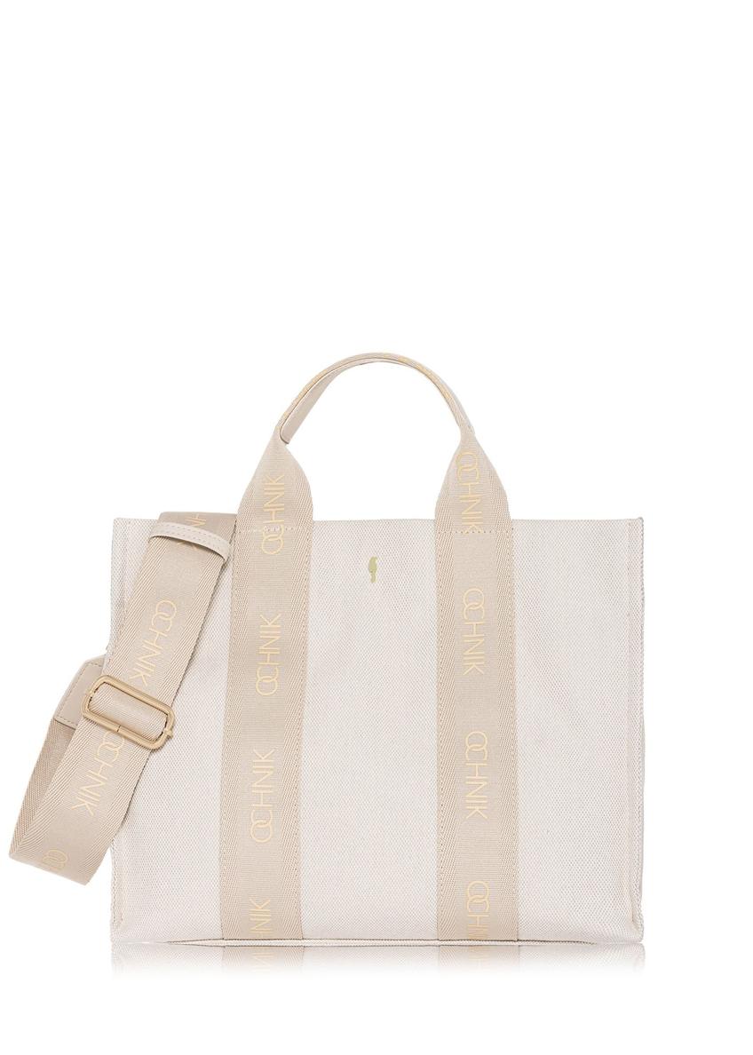 Cream women's tote bag TOREN-0288A-12(W25)