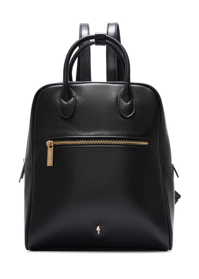 Black women's imitation leather backpack TOREC-1129-99(W26), front product view on white background.