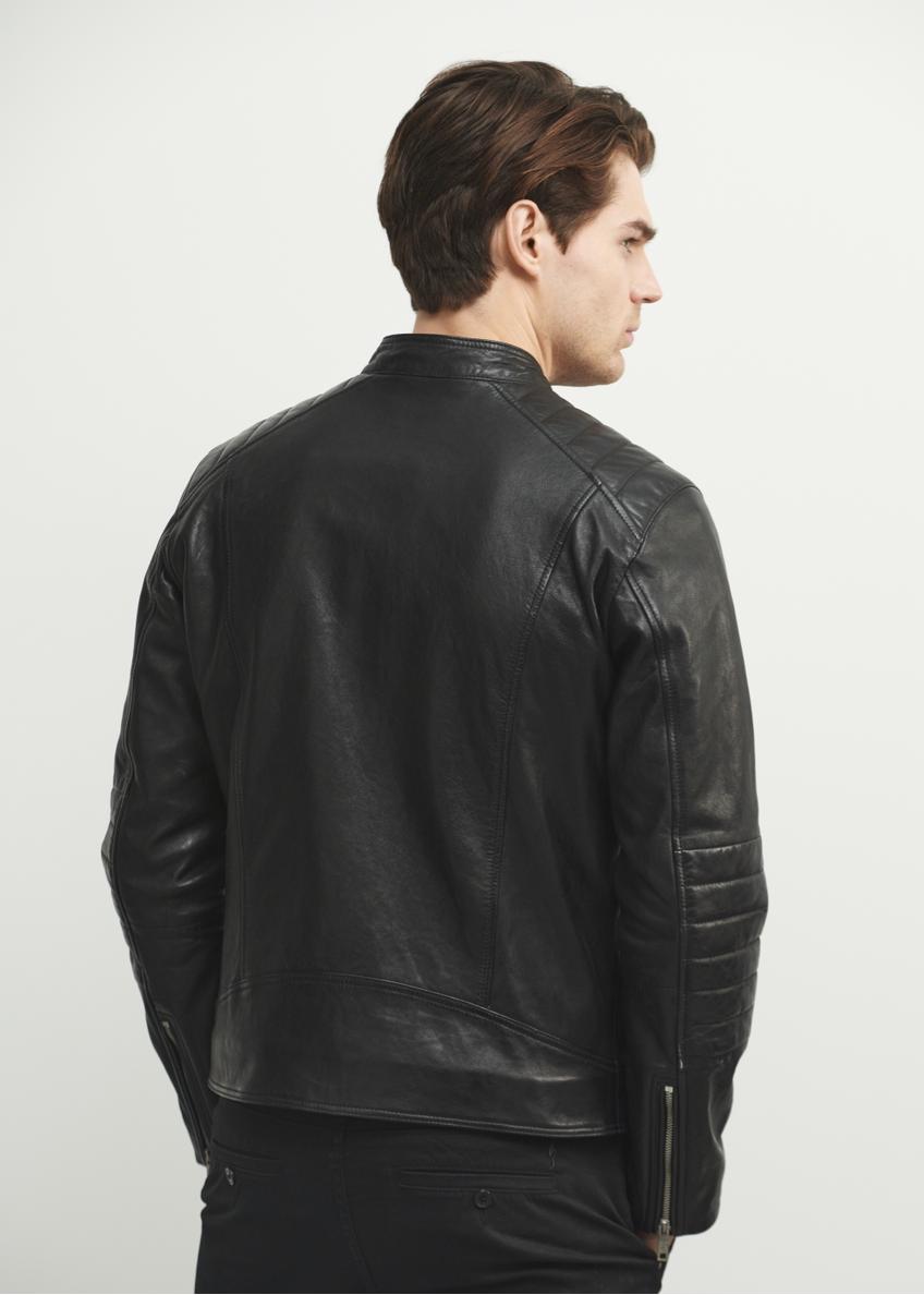 Men's leather jacket with stand-up collar KURMS-0282-5427(W23)