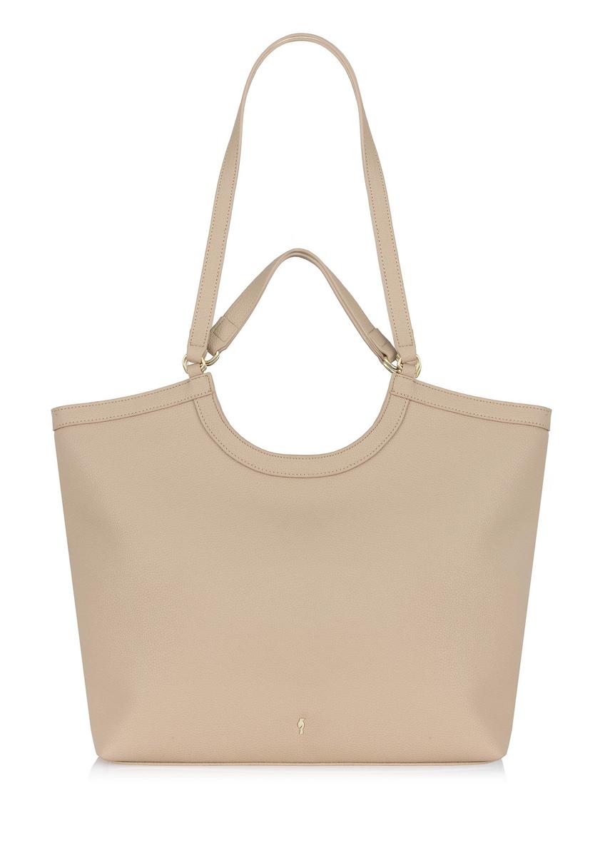 Beige imitation leather shopper bag TOREC-0871-81(W24)-01