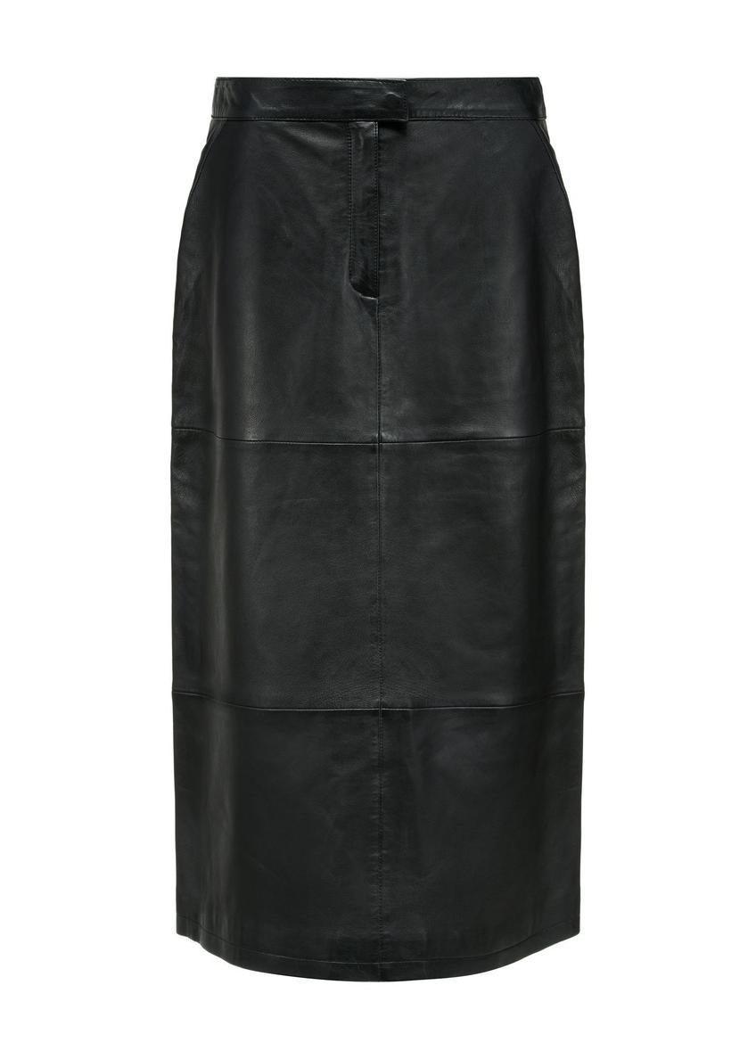 Black Leather Midi Skirt SPCDS-0076-1273(W25)-04