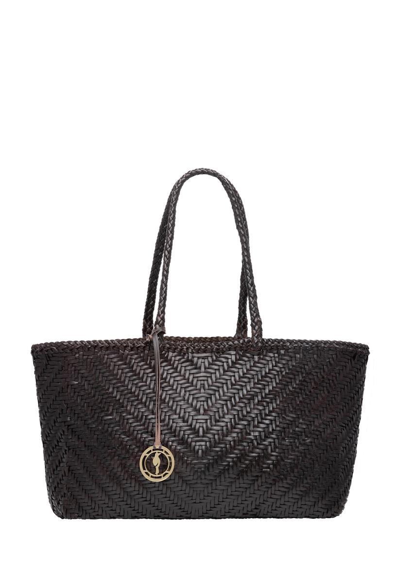 Dark brown woven women's handbag TORES-1301-1I(W26)