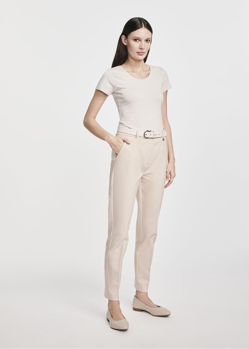 Beige women's pleated trousers SPODT-0090-82(W25)-03