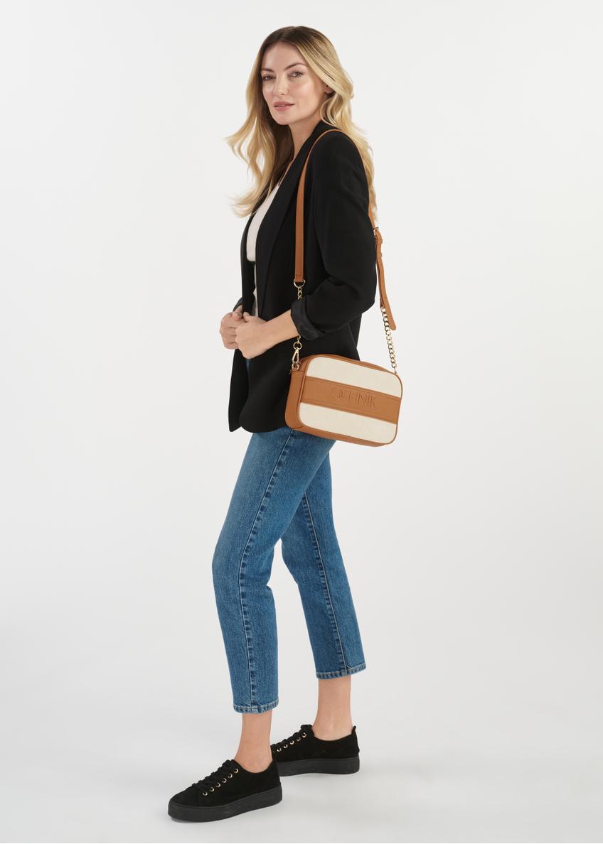 Cognac women's messenger bag made of imitation leather TOREC-0931A-87(W25)