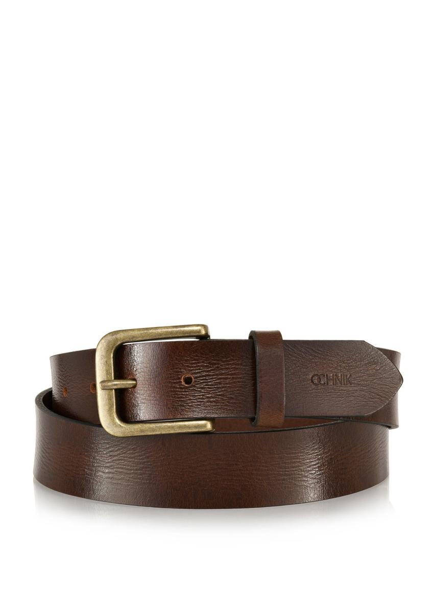 Brown leather men's belt PASMS-0250-89(W24)-01