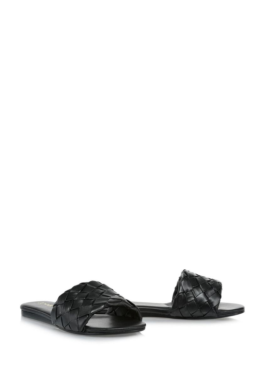 Black braided leather flip-flops BUTYD-1065-99(W24)