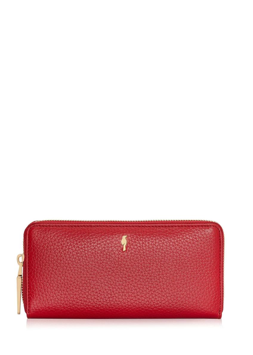 Red leather women's wallet PORES-0800R-42(Z25) - front product view on white background.