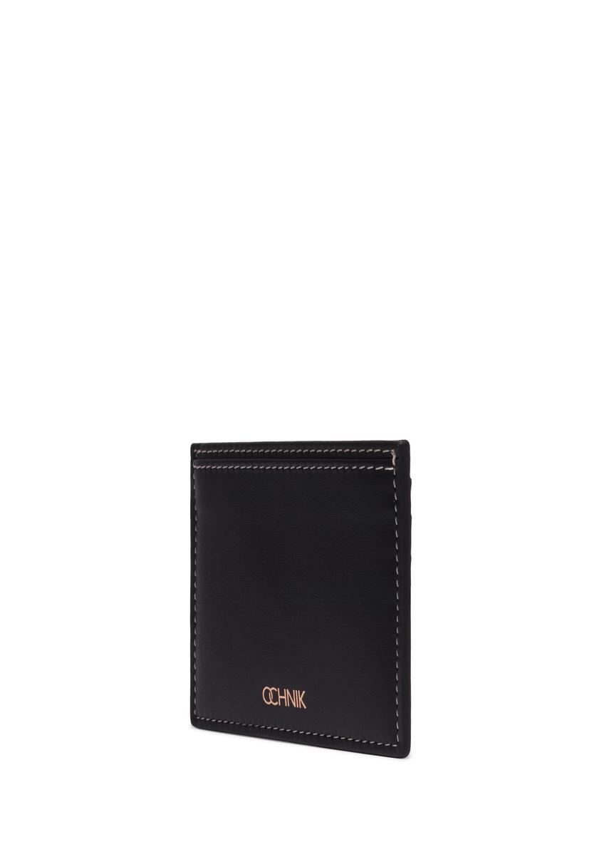 Black leather card case PORES-1005-99(Z26)