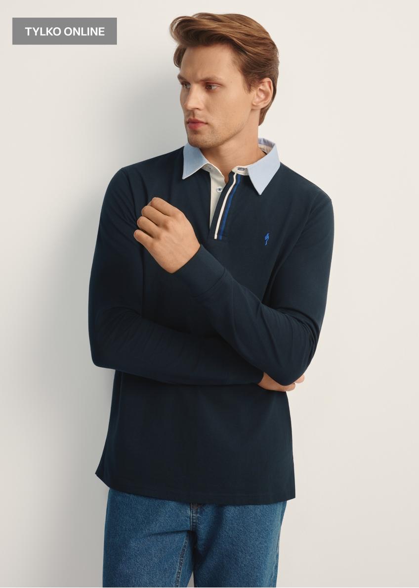 Men's navy blue longsleeve with collar LSLMT-0009-68(Z25)