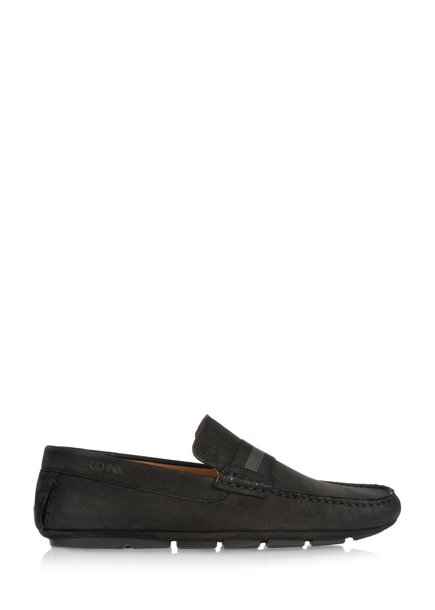 Men's black leather moccasins BUTYM-0428-99(W24)-06