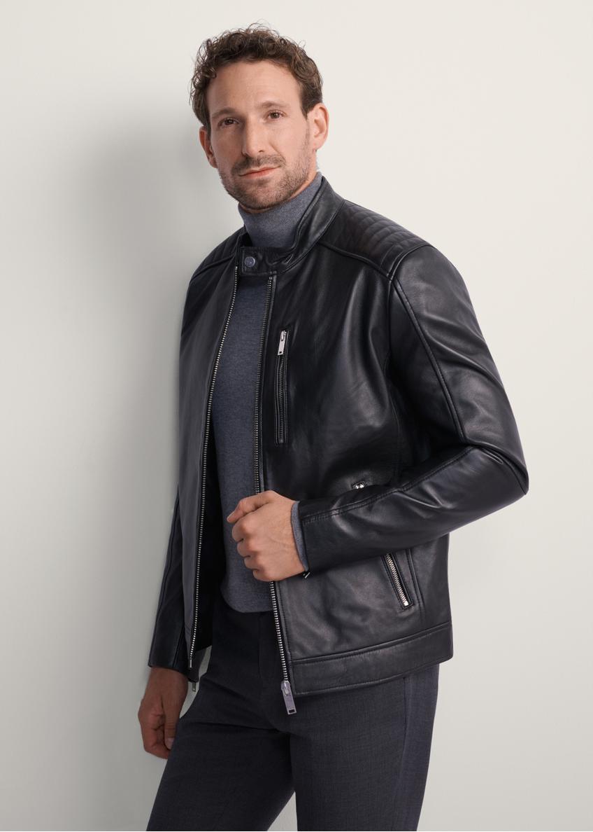 Men's leather jacket with stand-up collar KURMS-0191-5491(KS)
