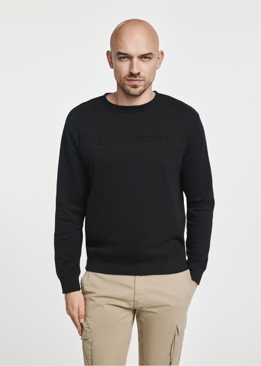 Black men's sweatshirt without hood BLZMT-0066-99(Z24)-02