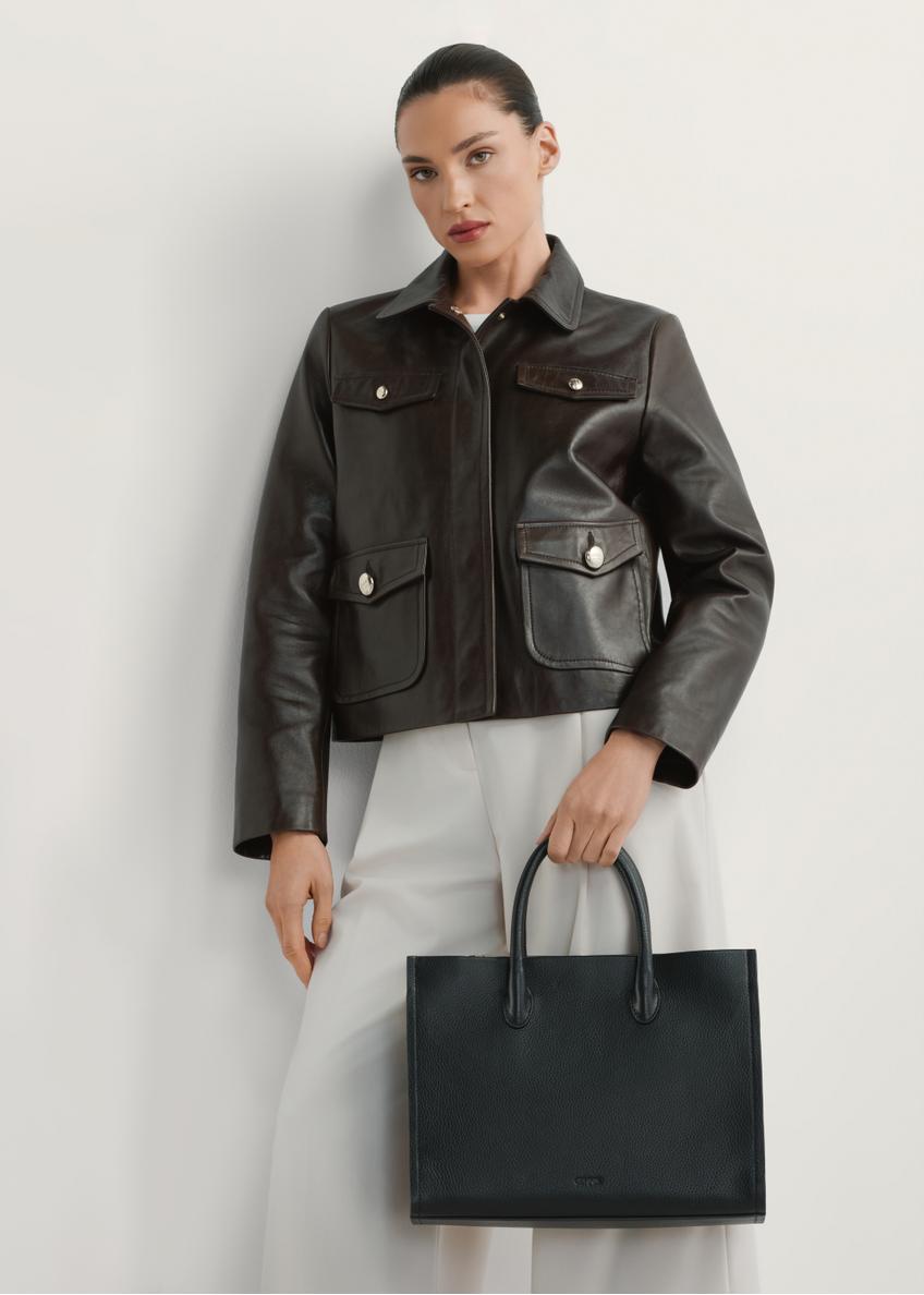 Women's leather handbag in black color TORES-1206-9I(W26)