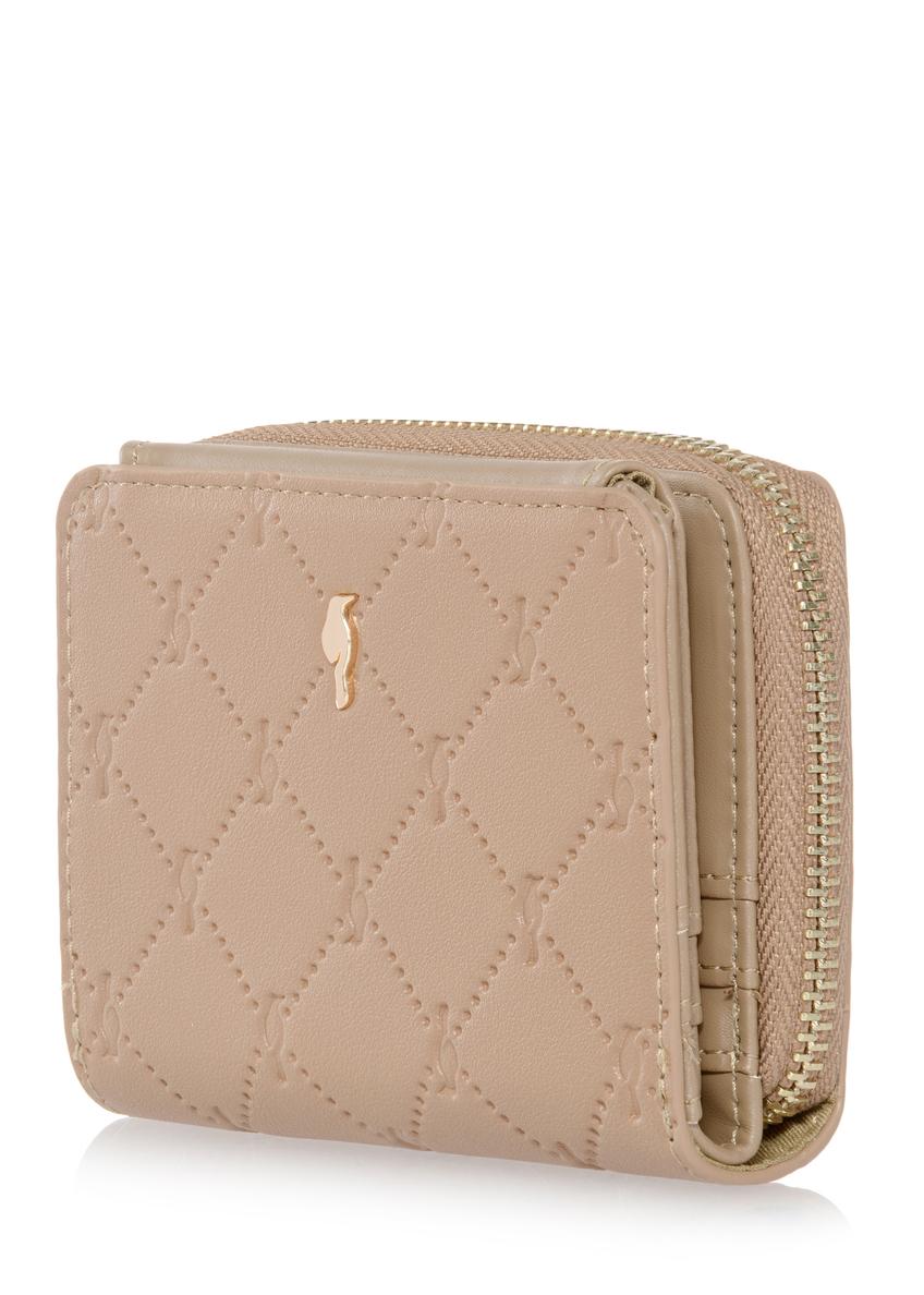 Small beige women's wallet with monogram POREC-0349-81(Z24)