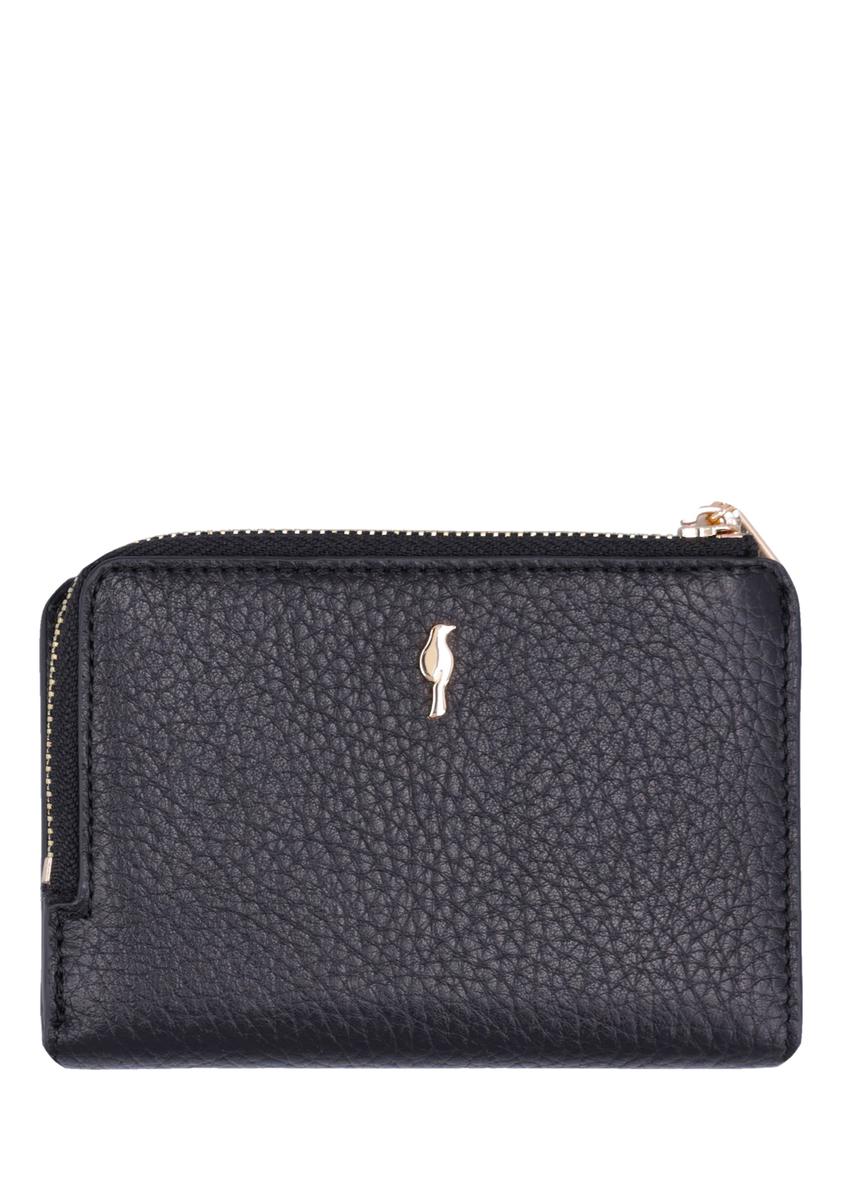 Black leather women's wallet PORES-1019-9I(Z26), front product view on white background.