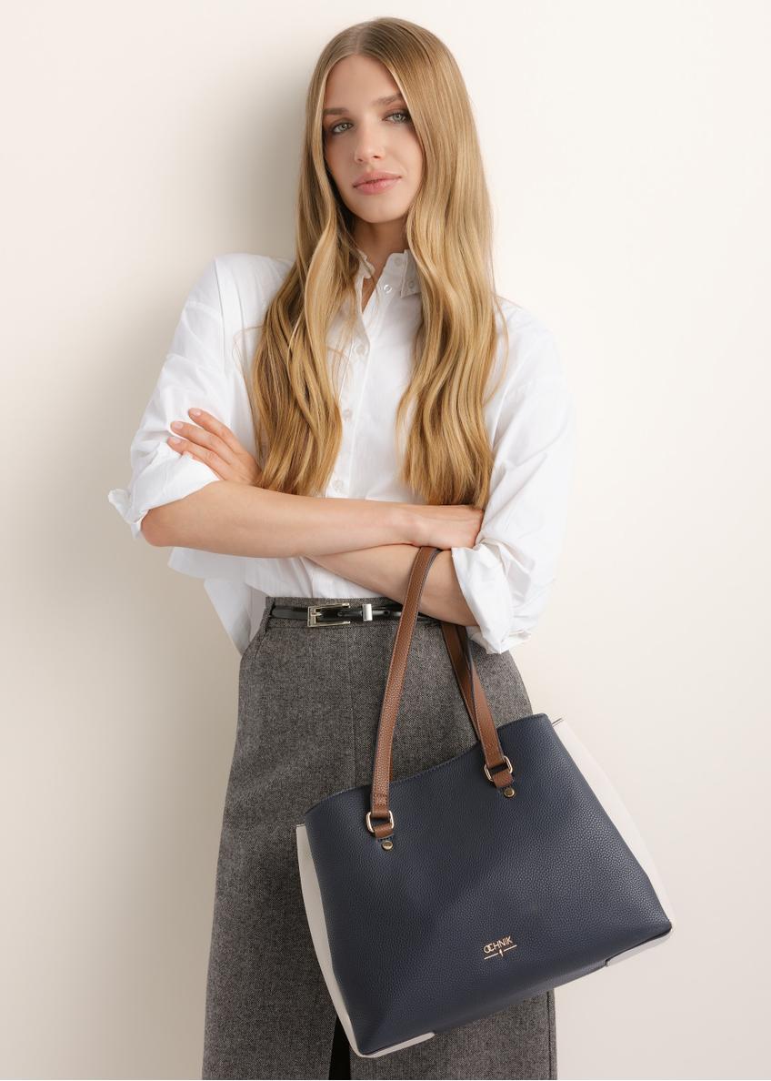 Navy blue women's shopper bag TOREC-1260-7E(Z26)