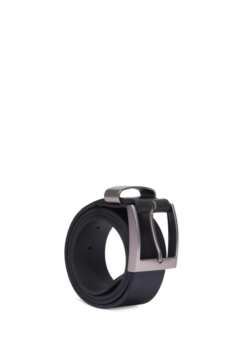 Black smooth leather men's belt PASMS-0163A-99(Z25)