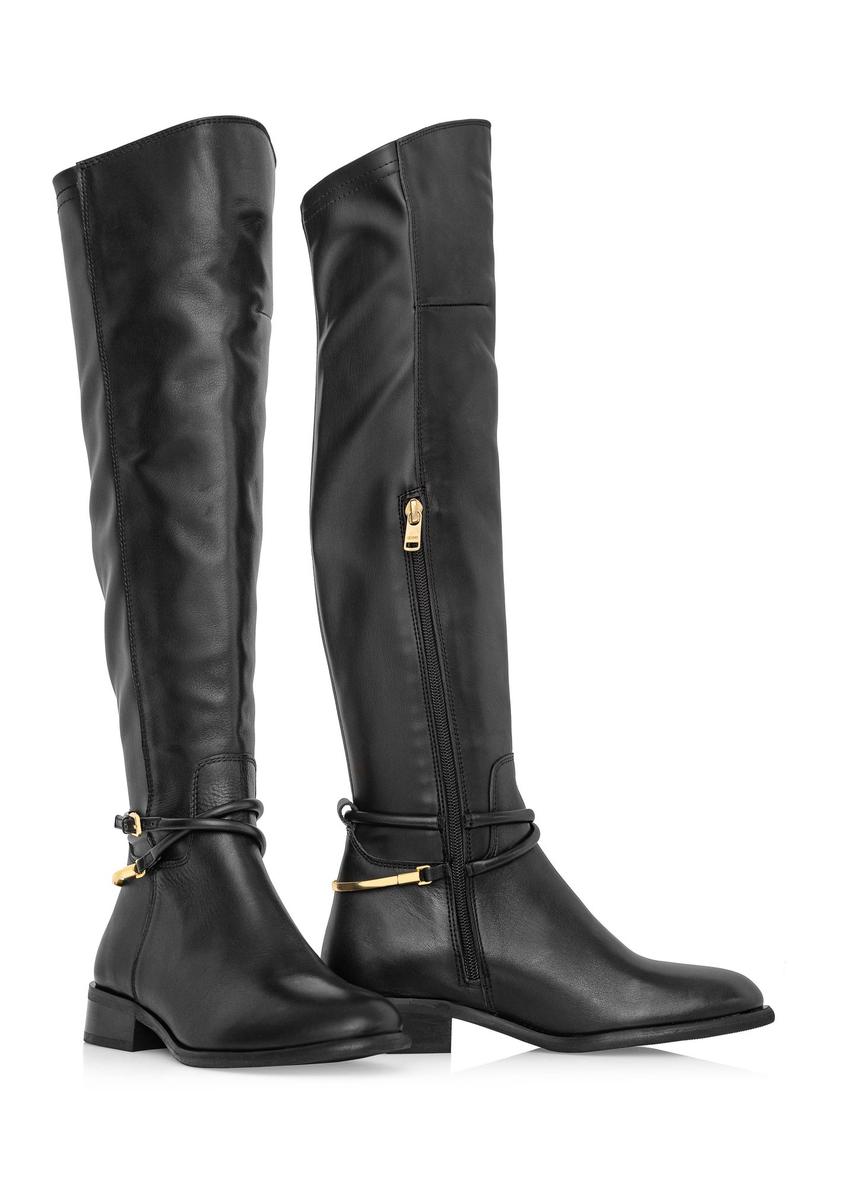 Black leather women's boots BUTYD-1136-99(Z24)