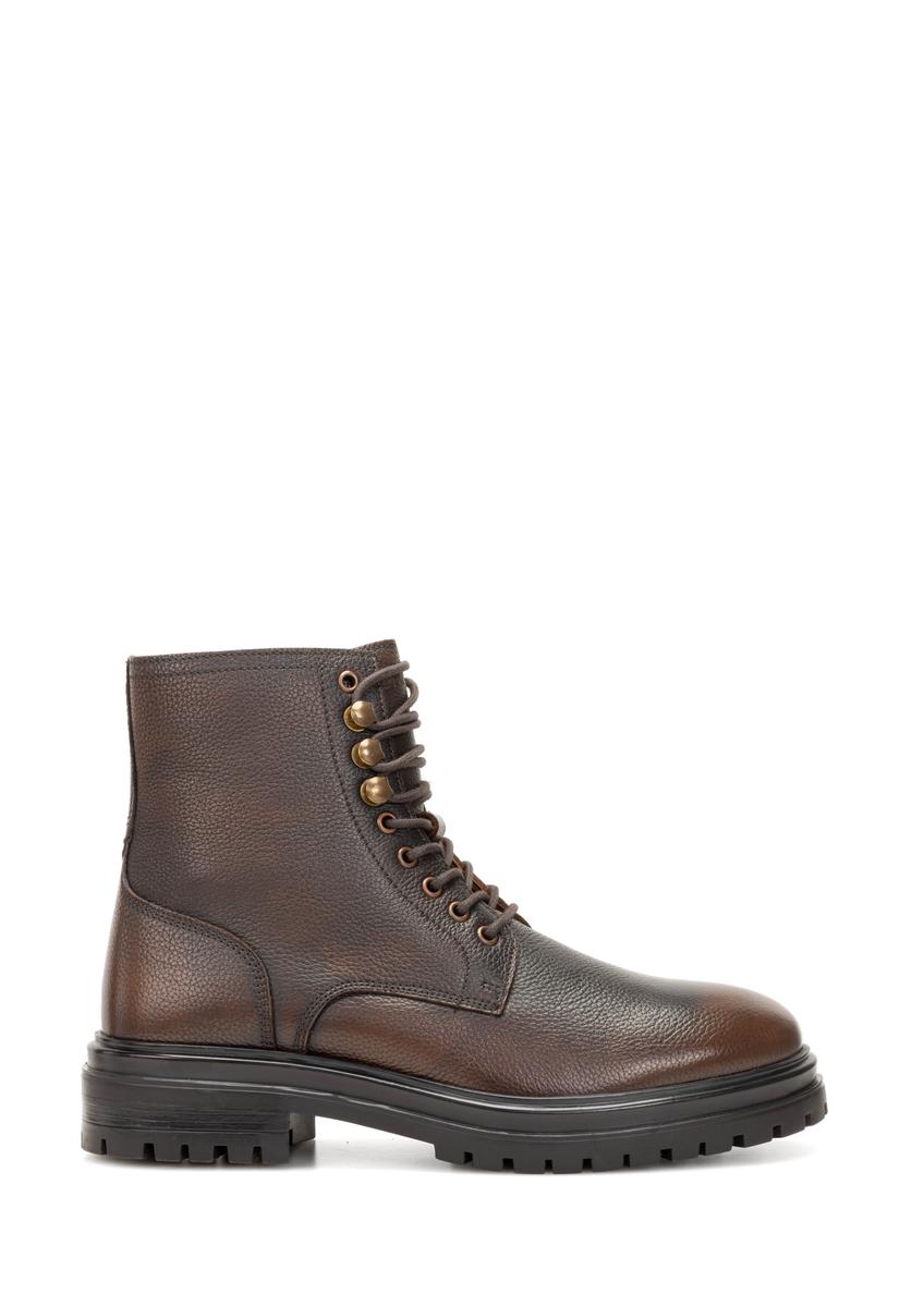 Brown leather men's ankle boots BUTYM-0518-09(Z25)