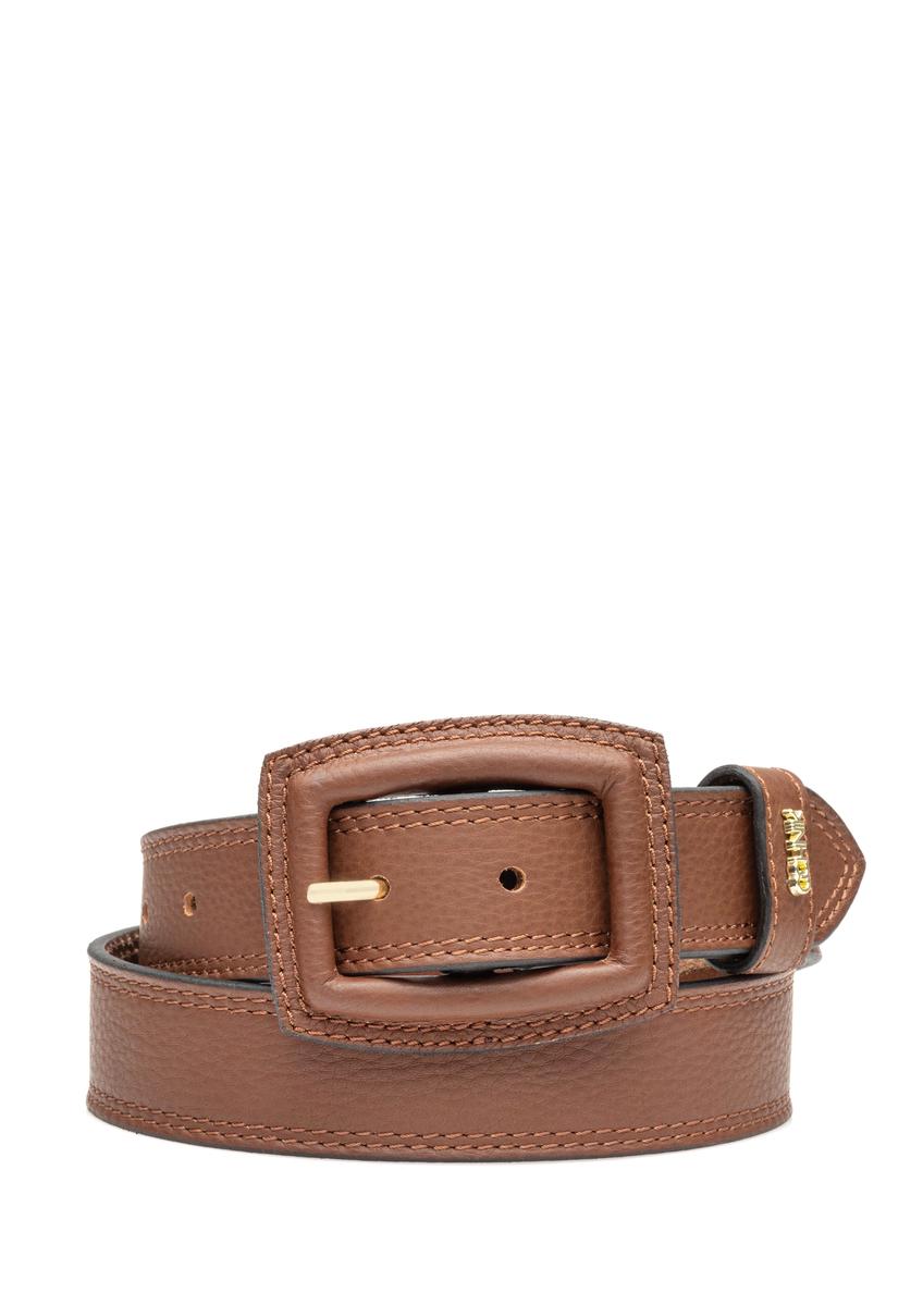Brown leather women's belt PASDS-0272-1D(W26), front product view on white background.