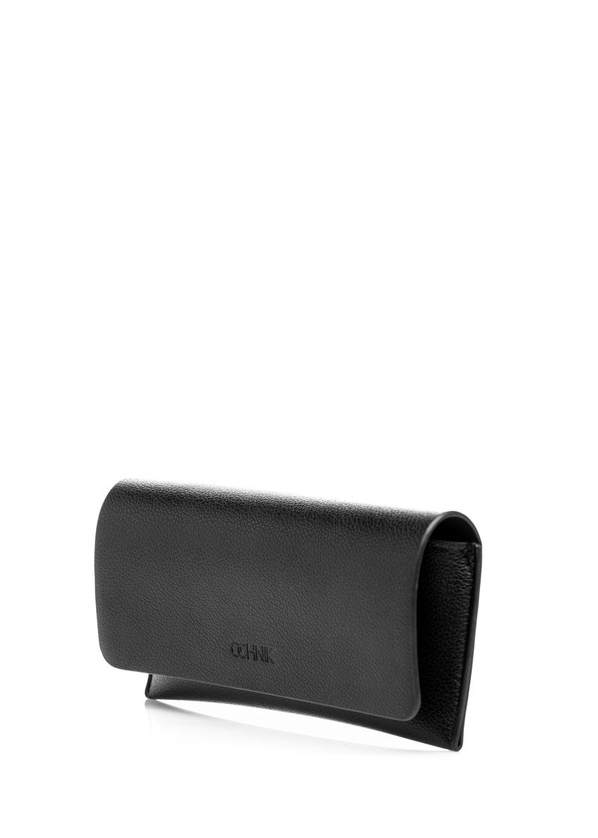 Black imitation leather glasses case POREC-0434-99(W26)