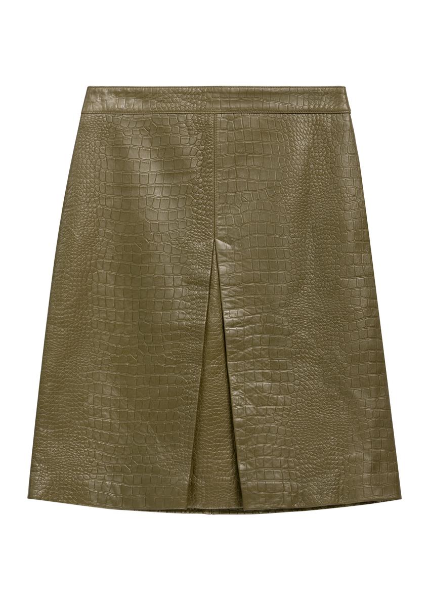Olive leather skirt SPCDS-0083-8E(Z26)
