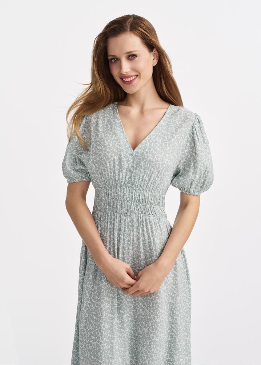 Long floral dress in mint color SUKDT-0191-98(W25)