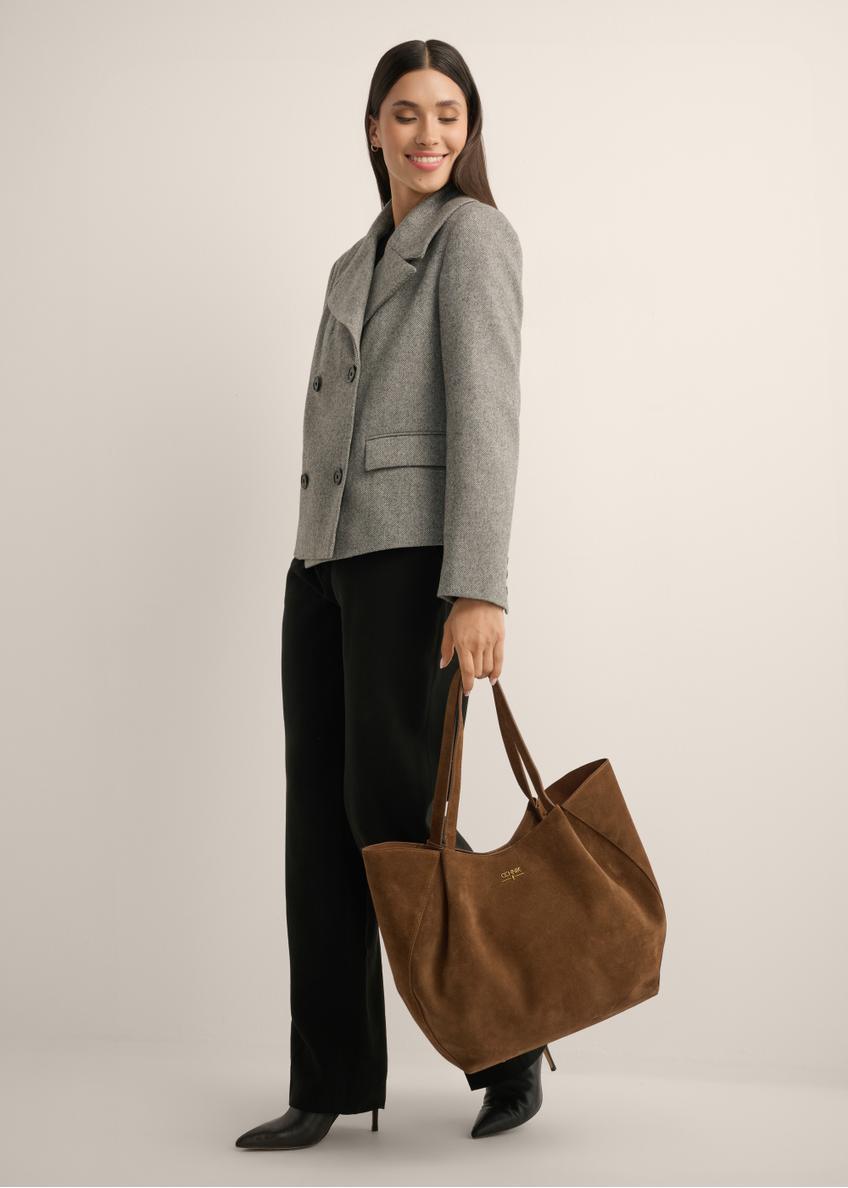 Women's suede shopper bag in cognac color TORES-1358-1F(Z26)