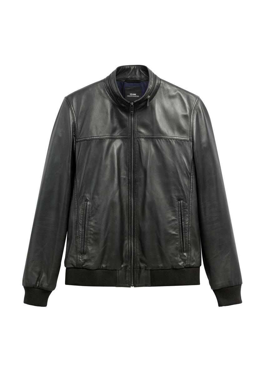 Black leather jacket for men KURMS-0392-99(W26)