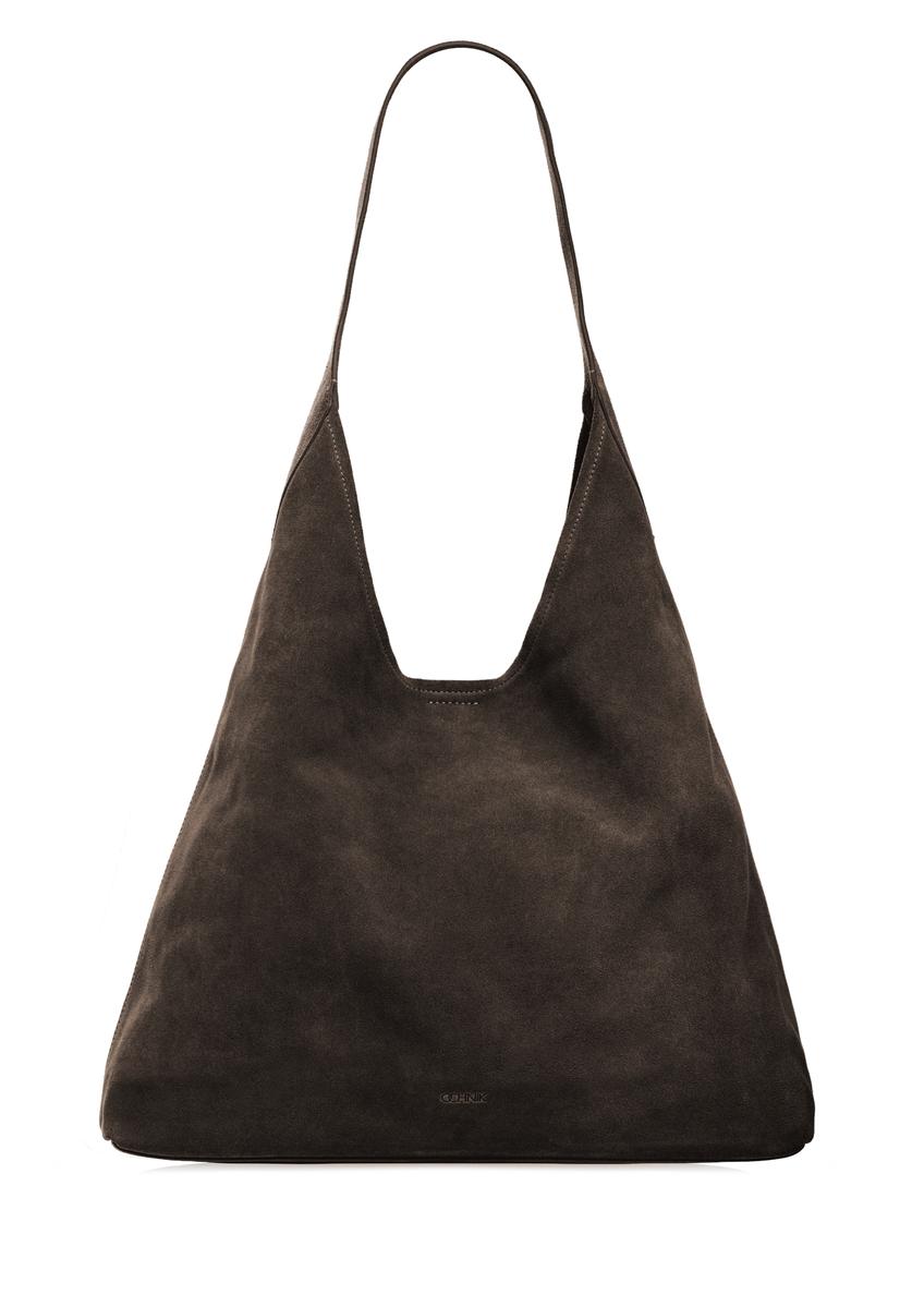 Dark brown leather shopper bag TORES-1307-1I(W26)