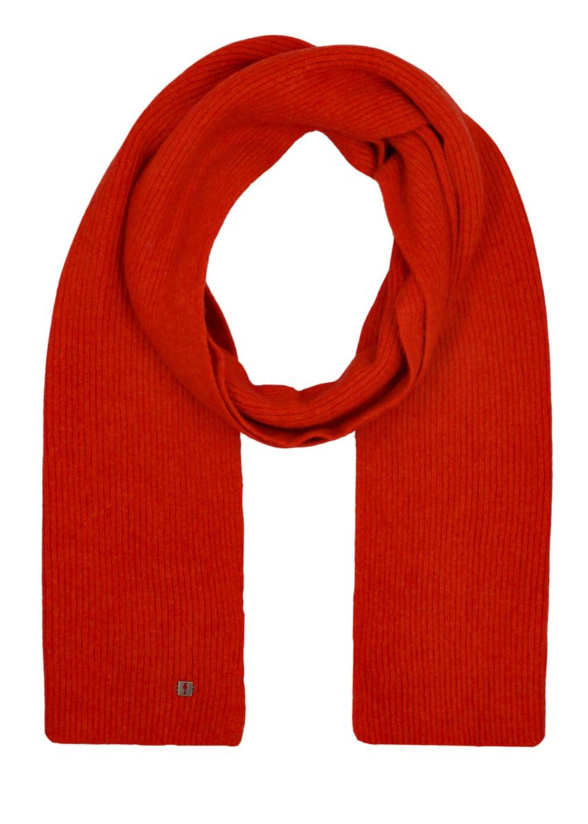 Orange women's wool blend scarf SZADT-0202-3C(Z26), front product view on white background.