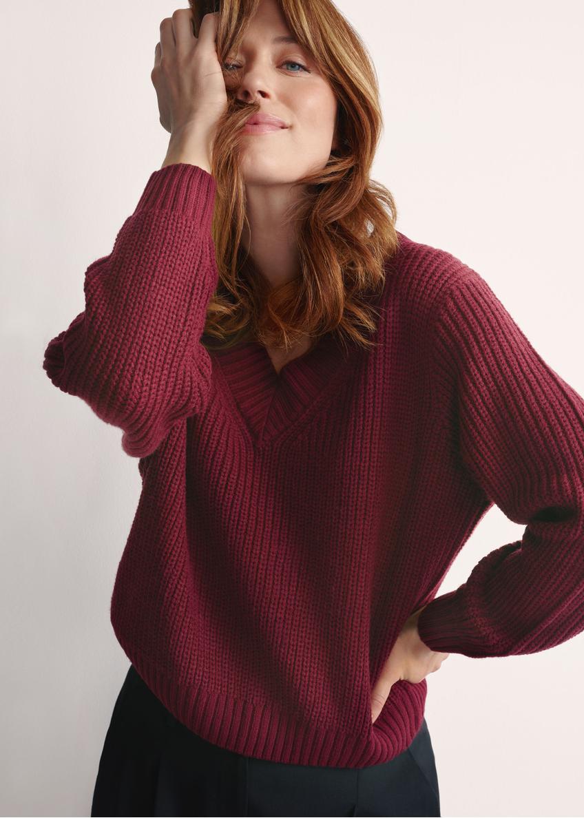 Burgundy women's sweater SWEDT-0162-4D(Z26)