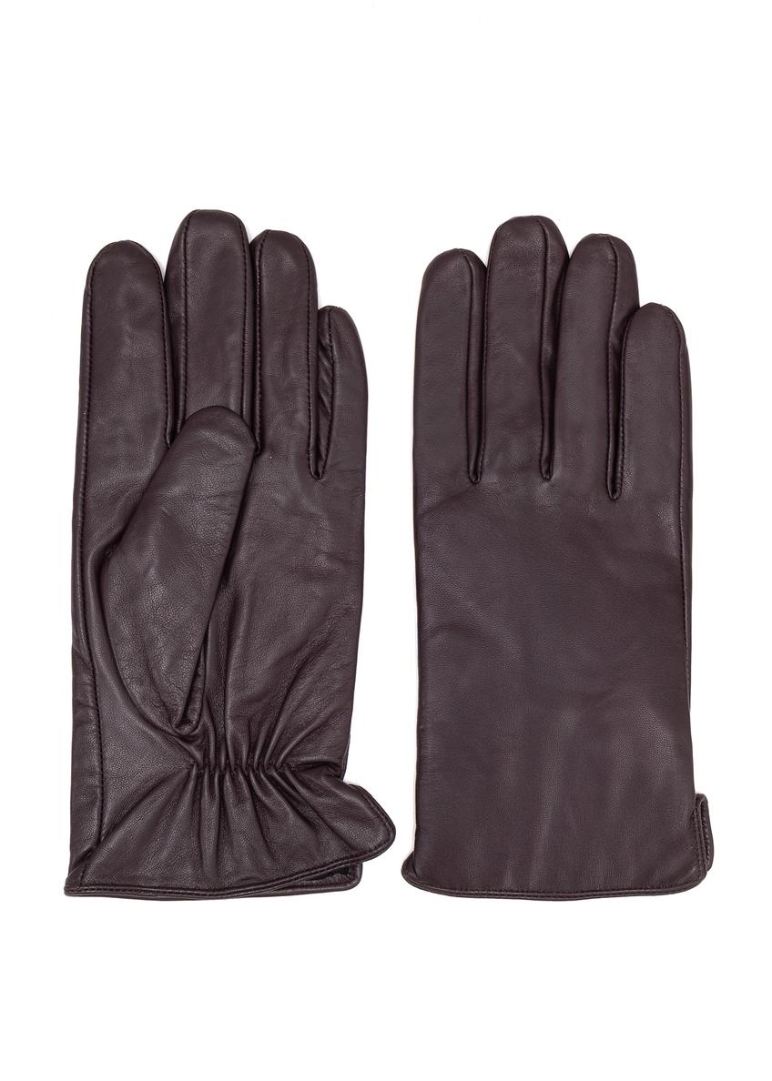 Men's brown leather gloves REKMS-0009A-90(Z25)