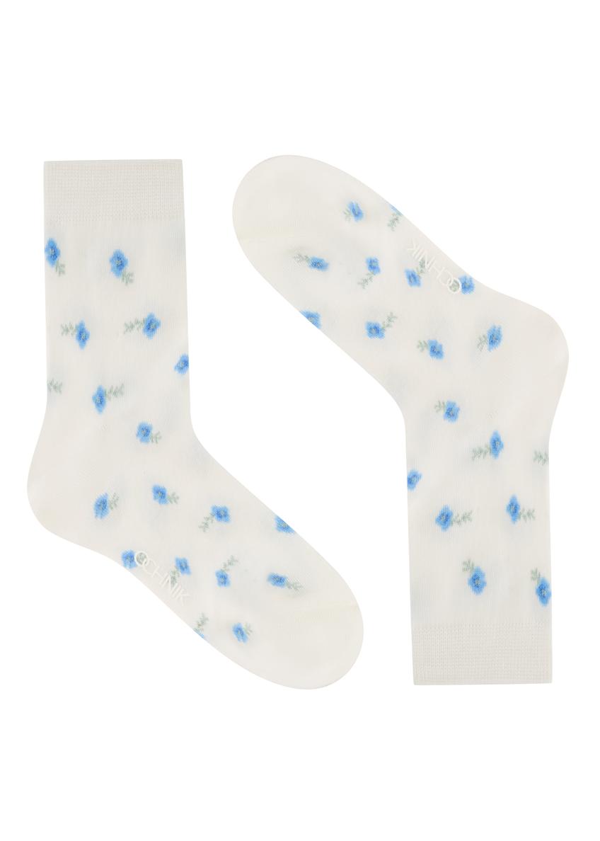 Women's floral socks SKADT-0076-0P(W26), side product view on a white background.