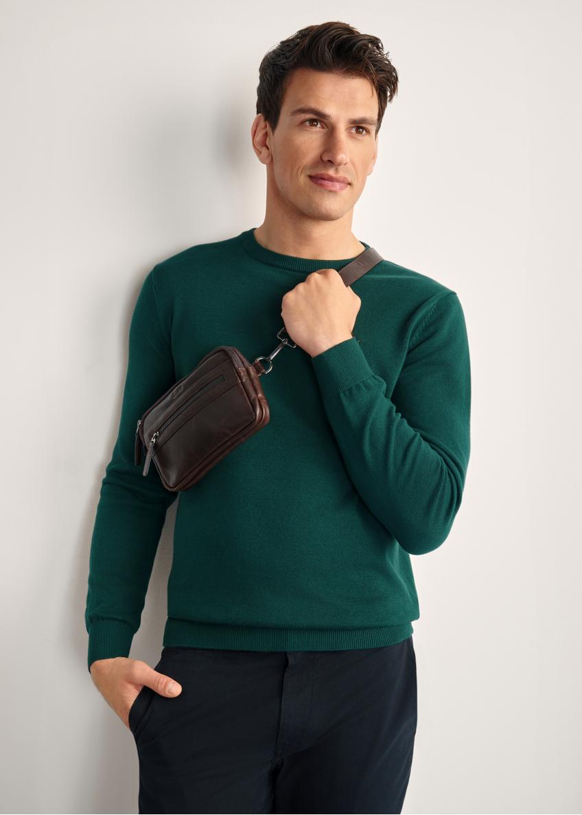 Men's brown leather waist bag TORMS-0462-89(Z25)
