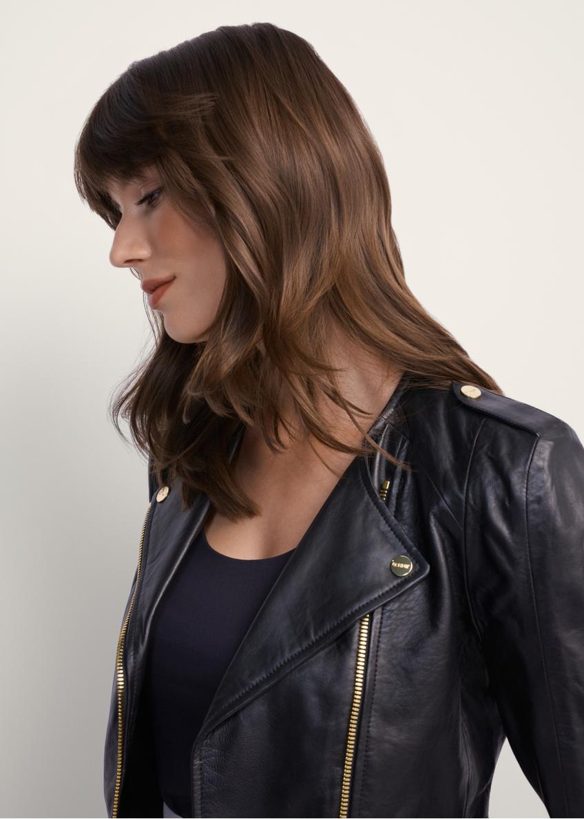 Black women's leather biker jacket KURDS-0323A-1116(KS)