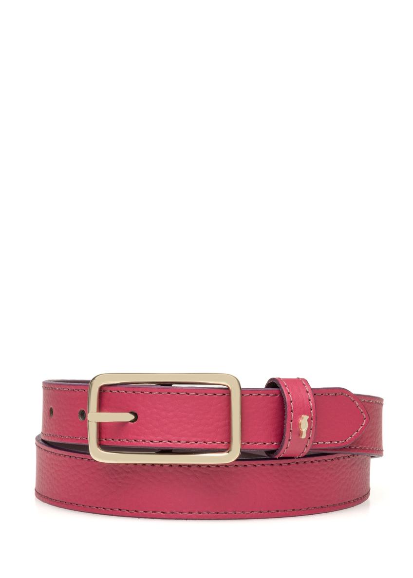 Women's fuchsia leather belt PASDS-0307-5E(W26), front product view on white background.