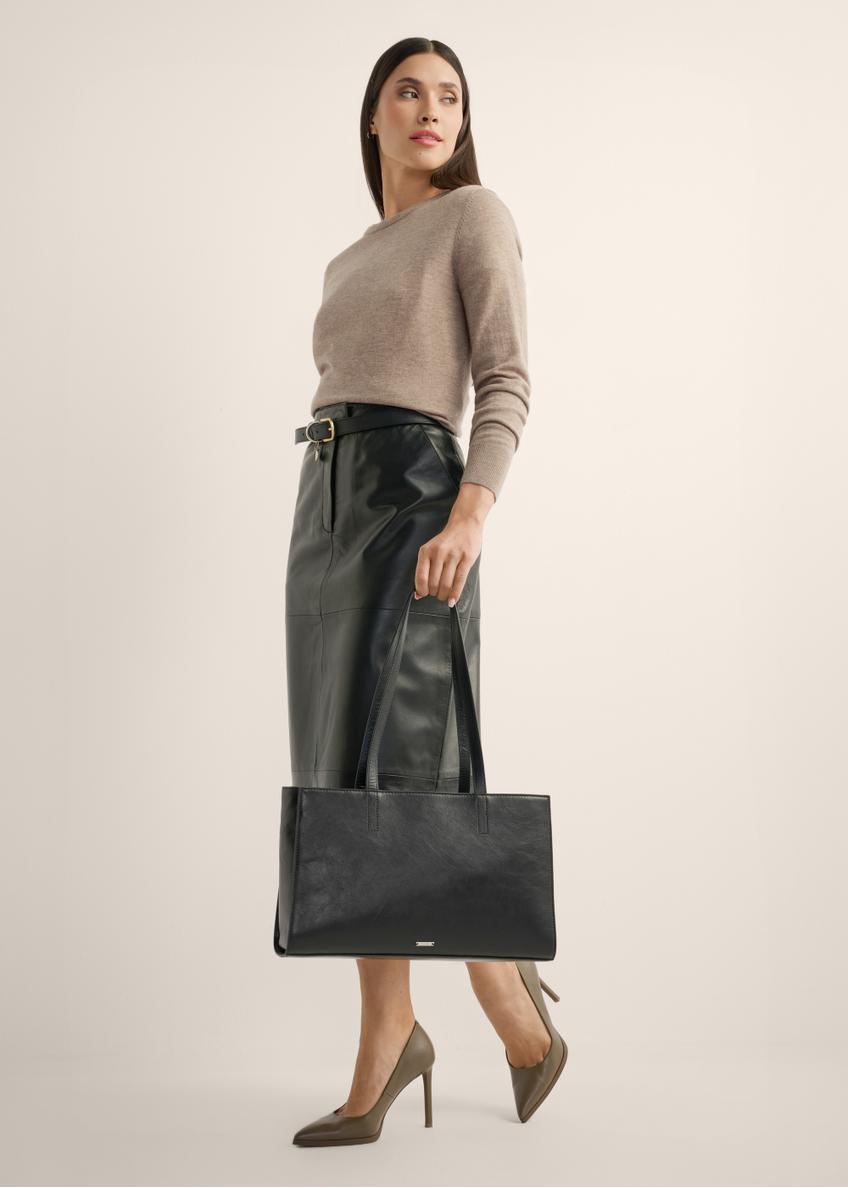 Black leather women's laptop bag TORES-1343-99(Z26)