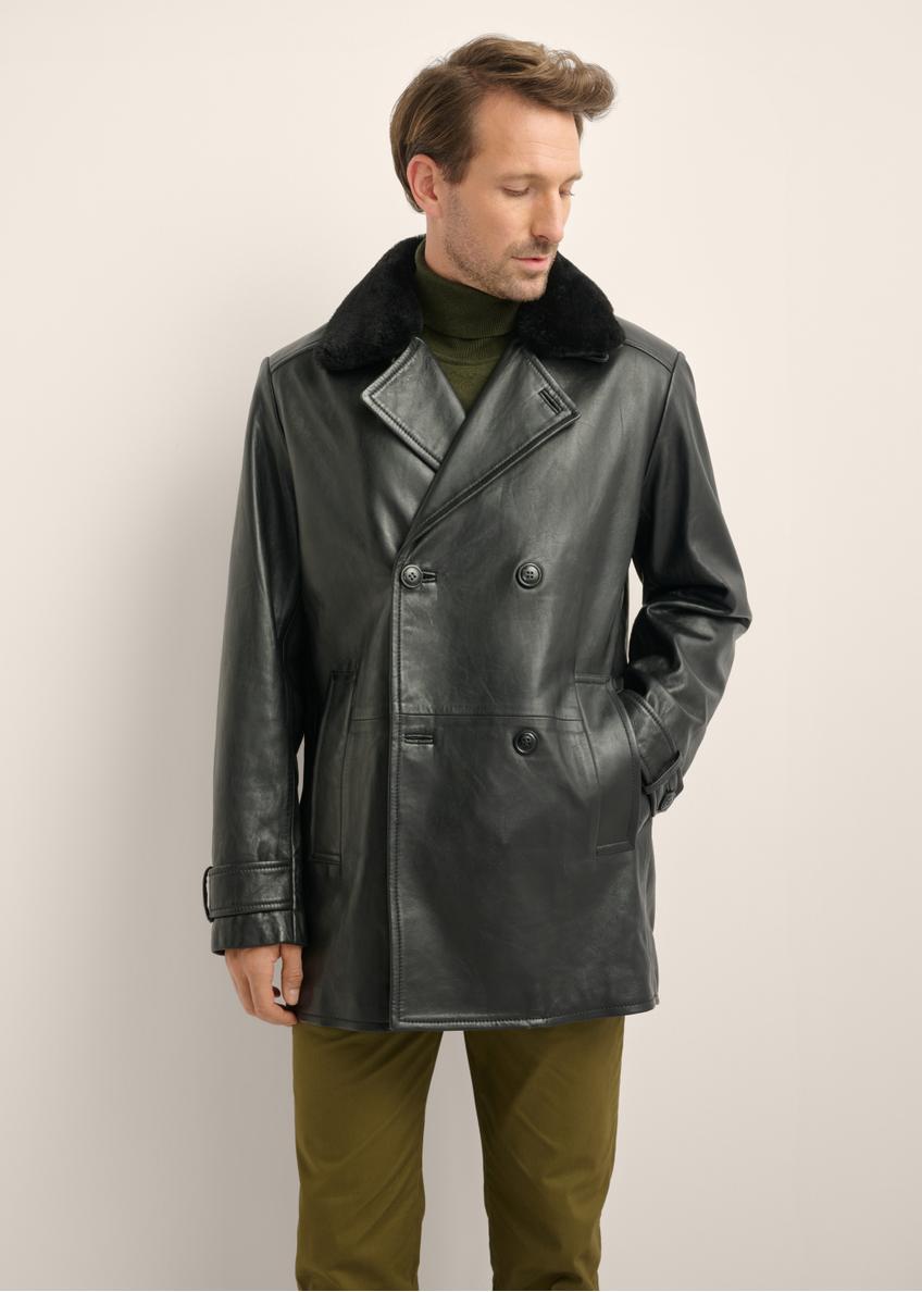 Men's black leather coat KURMS-0409-99(Z26)