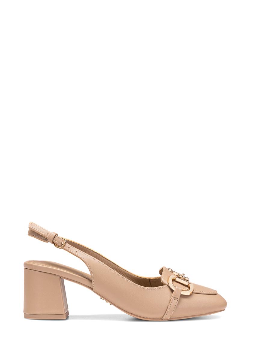 Women's leather pumps with open heel BUTYD-1172-81(W25)