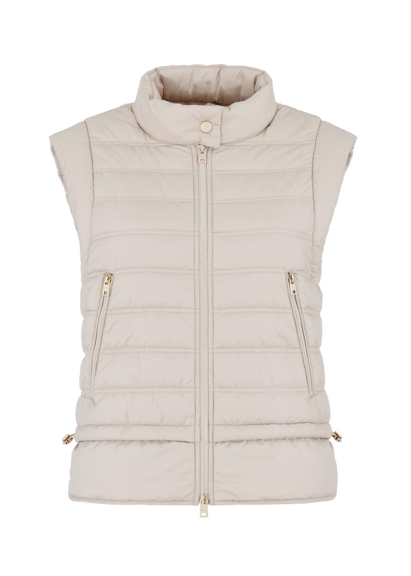 Women's beige quilted sleeveless jacket KAMDT-0026-80(W25)