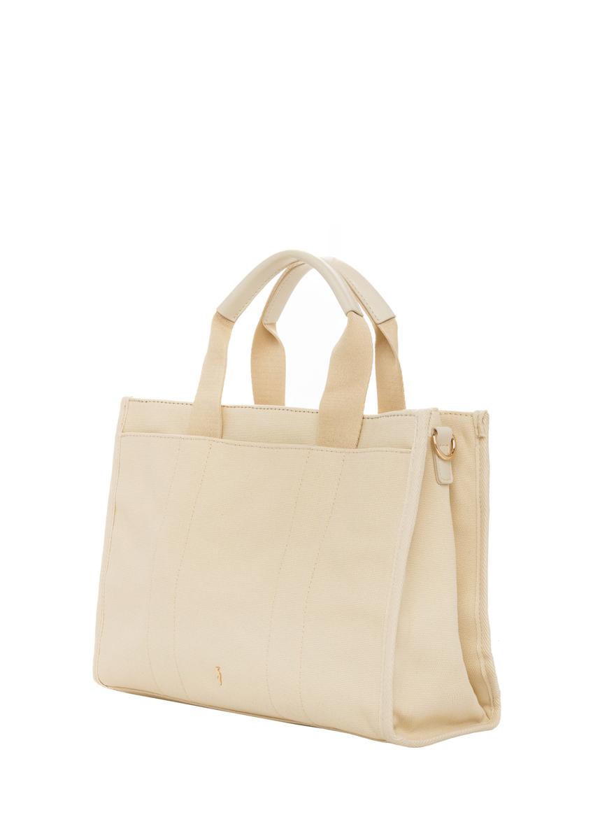 Cream cotton women's handbag TOREN-0332-0B(W26)