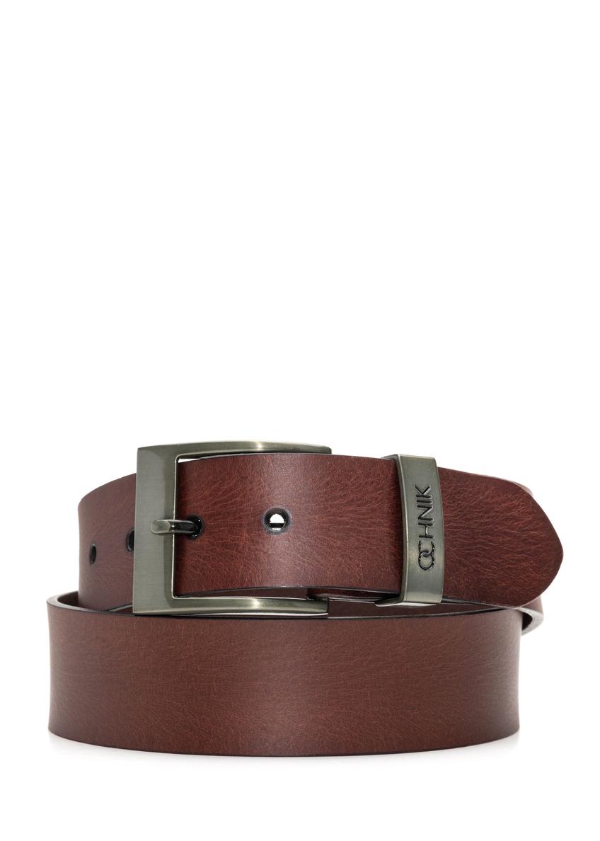 Men's brown leather belt PASMS-0274-89(Z25)