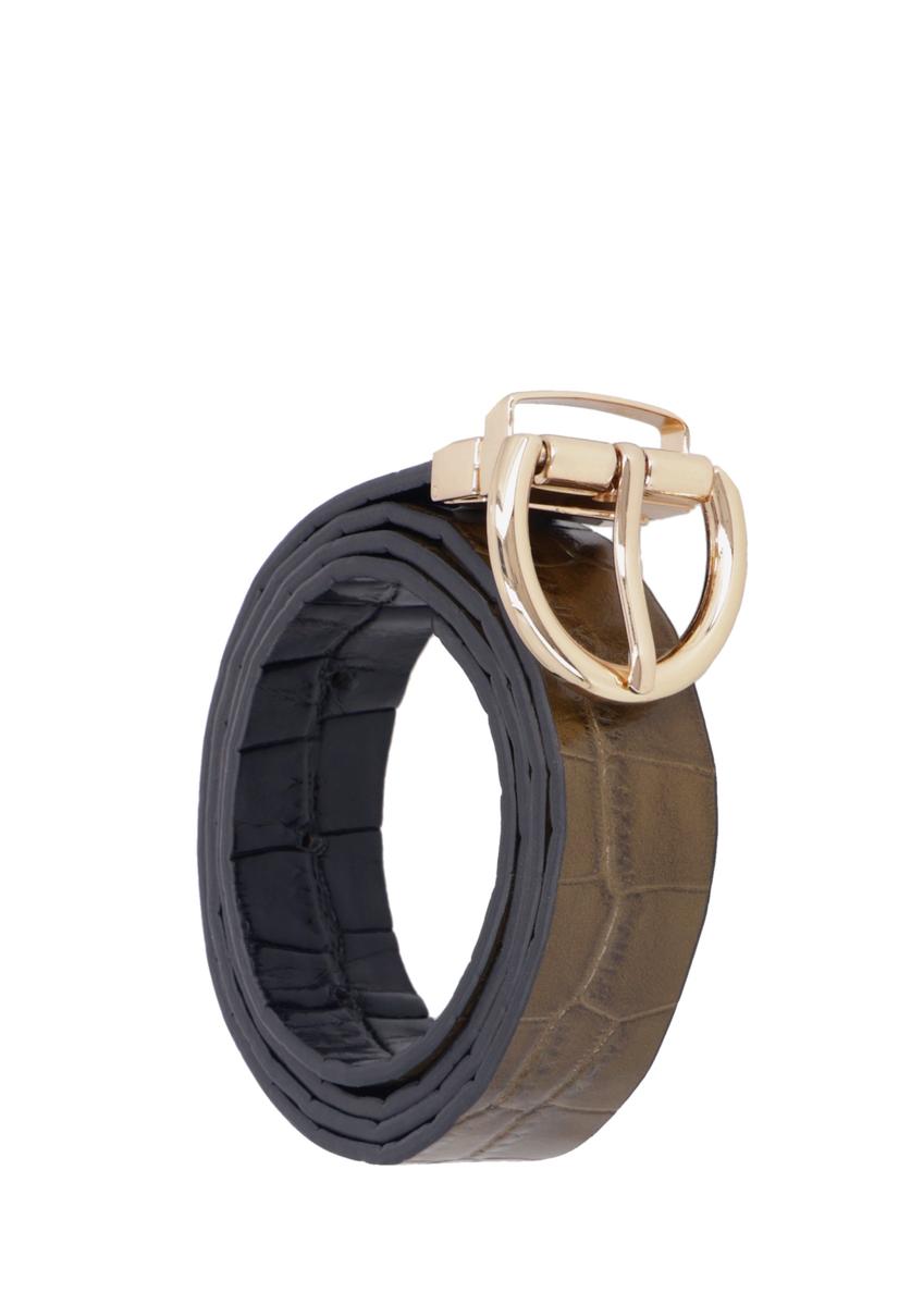 Double-sided croco leather women's belt PASDS-0332-8D(Z26)